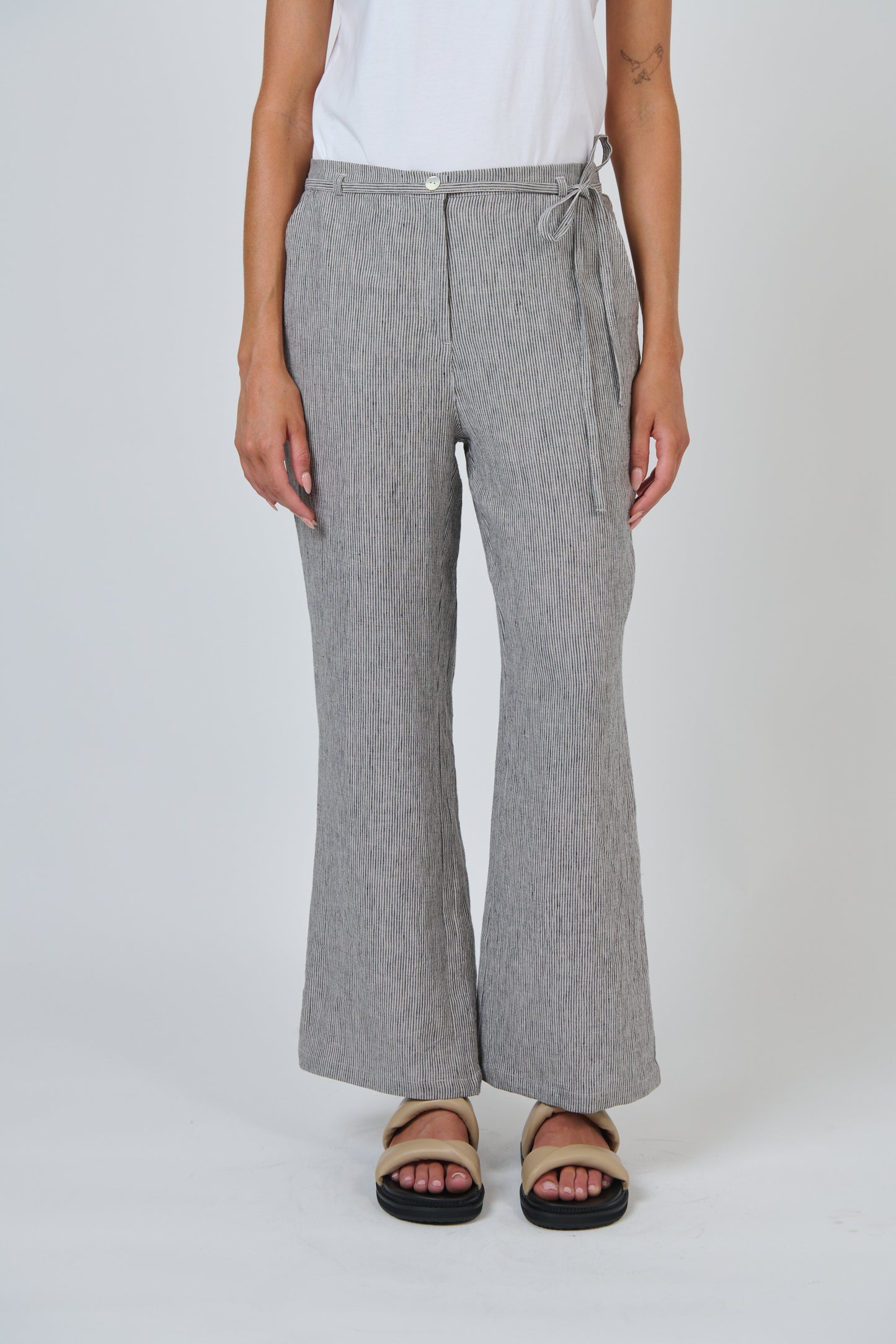 Naturals by O&J 100% Linen pants in natural and black stripe Rue. GA700