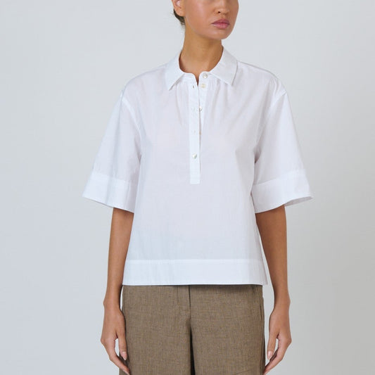 Naturals by O J Poplin Top White Front View Berrimas Overflow