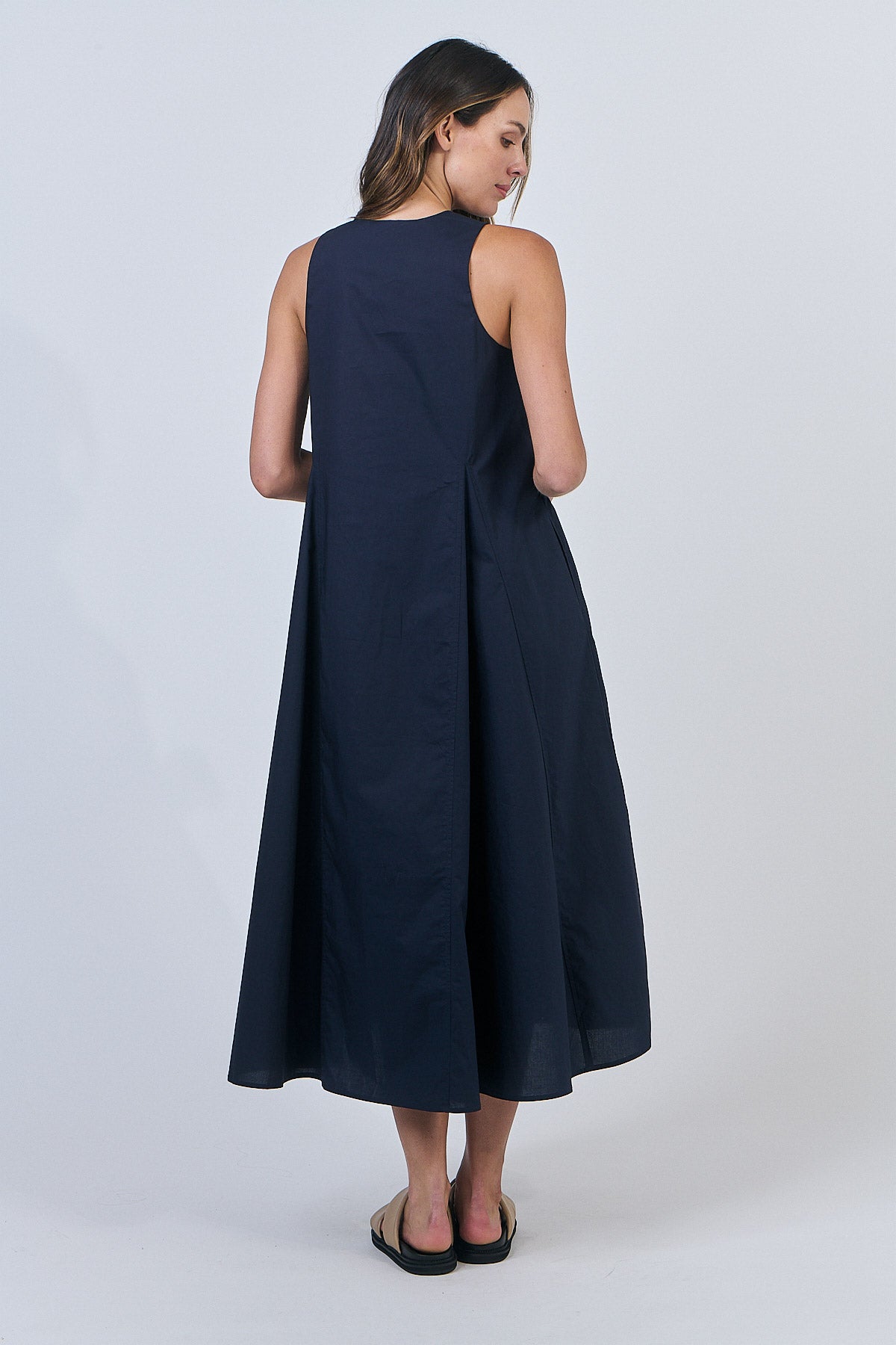 Naturals by O&J navy dress in cotton poplin
