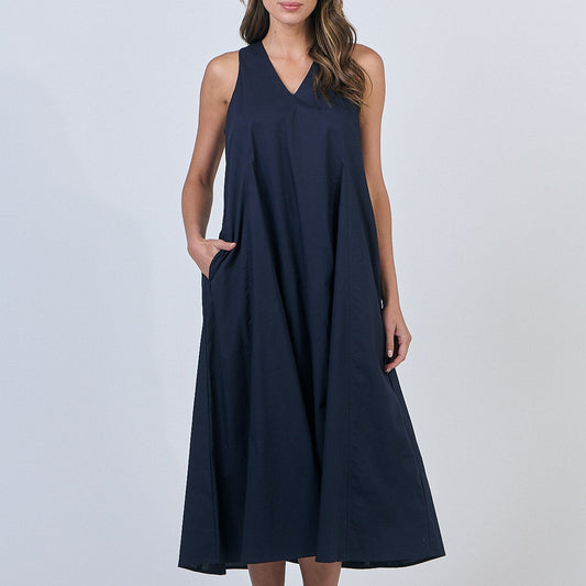 Naturals by o&j natural fibres. Cotton poplin dress in navy