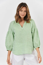 Naturals by O&J 3/4 sleeve top in green.