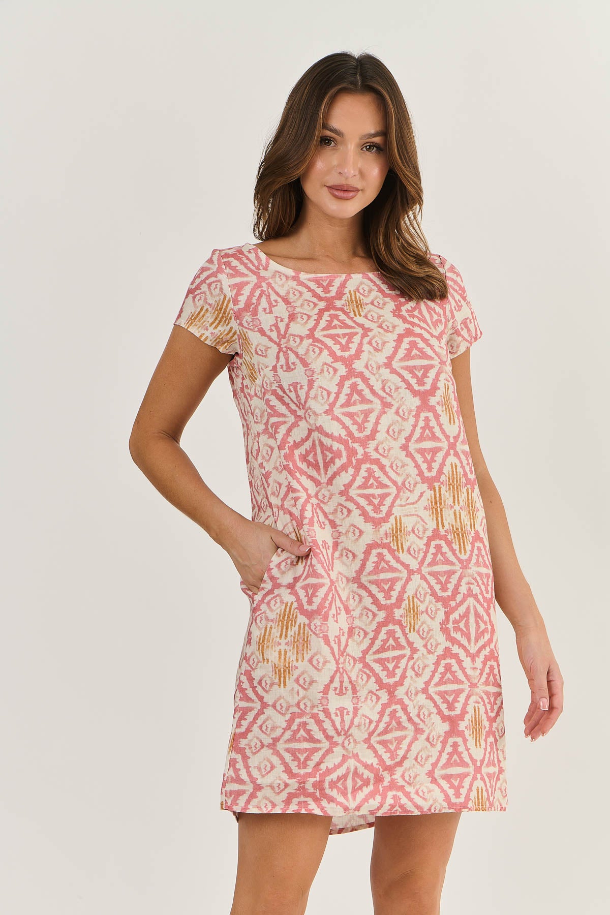 Ikat linen shift dress