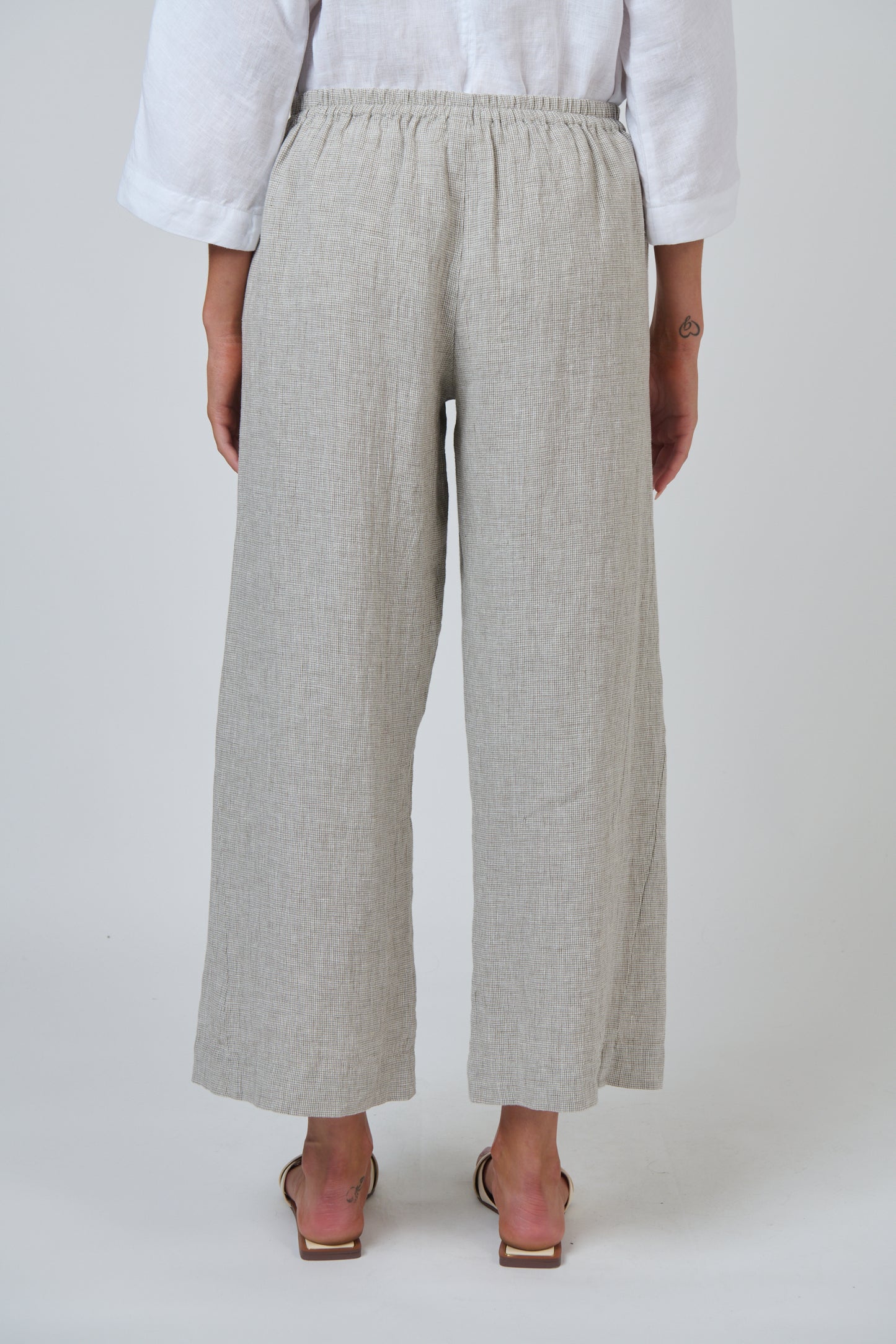 Naturals by O&J check linen pants GA398 in mousse