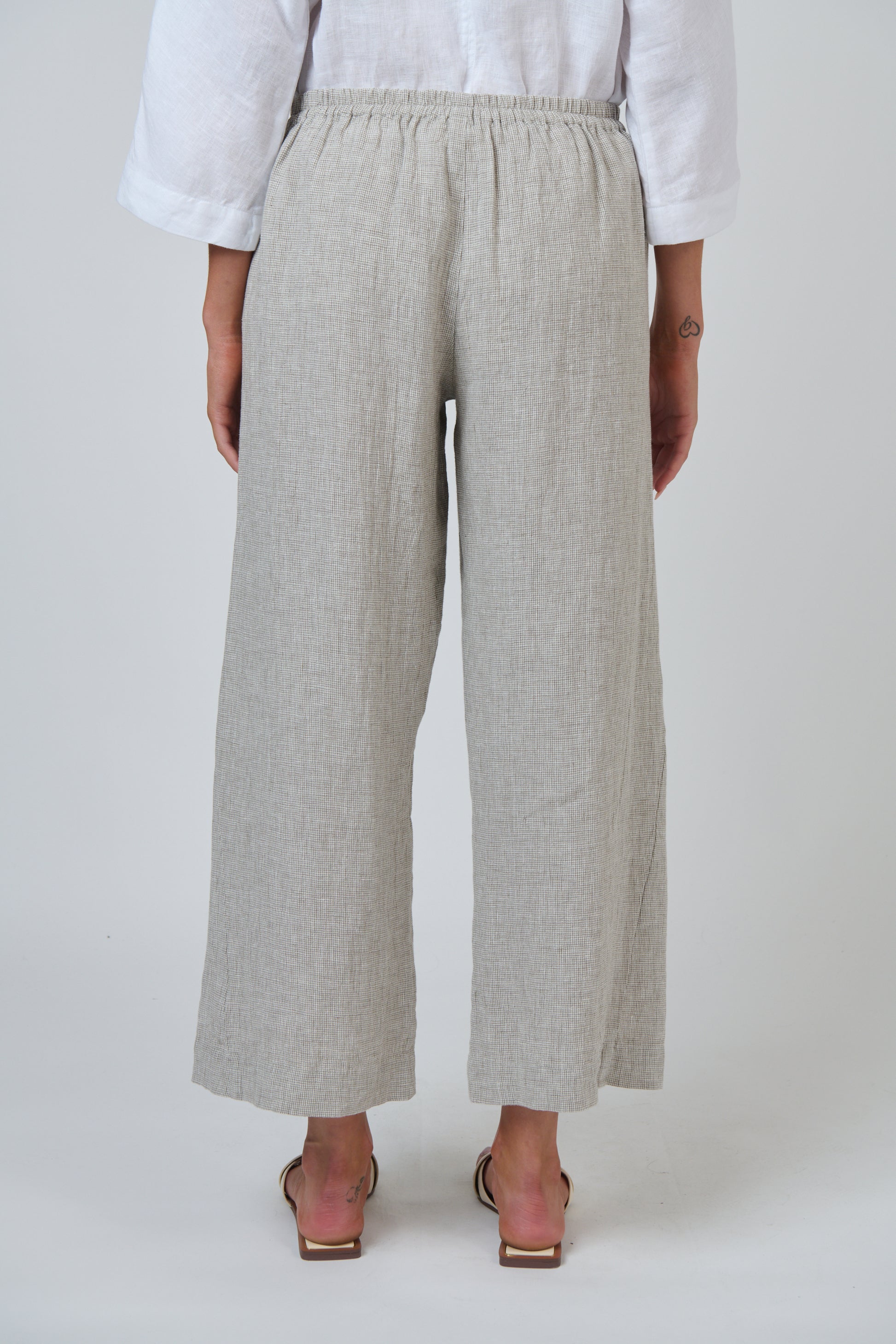 Naturals by O&J check linen pants GA398 in mousse