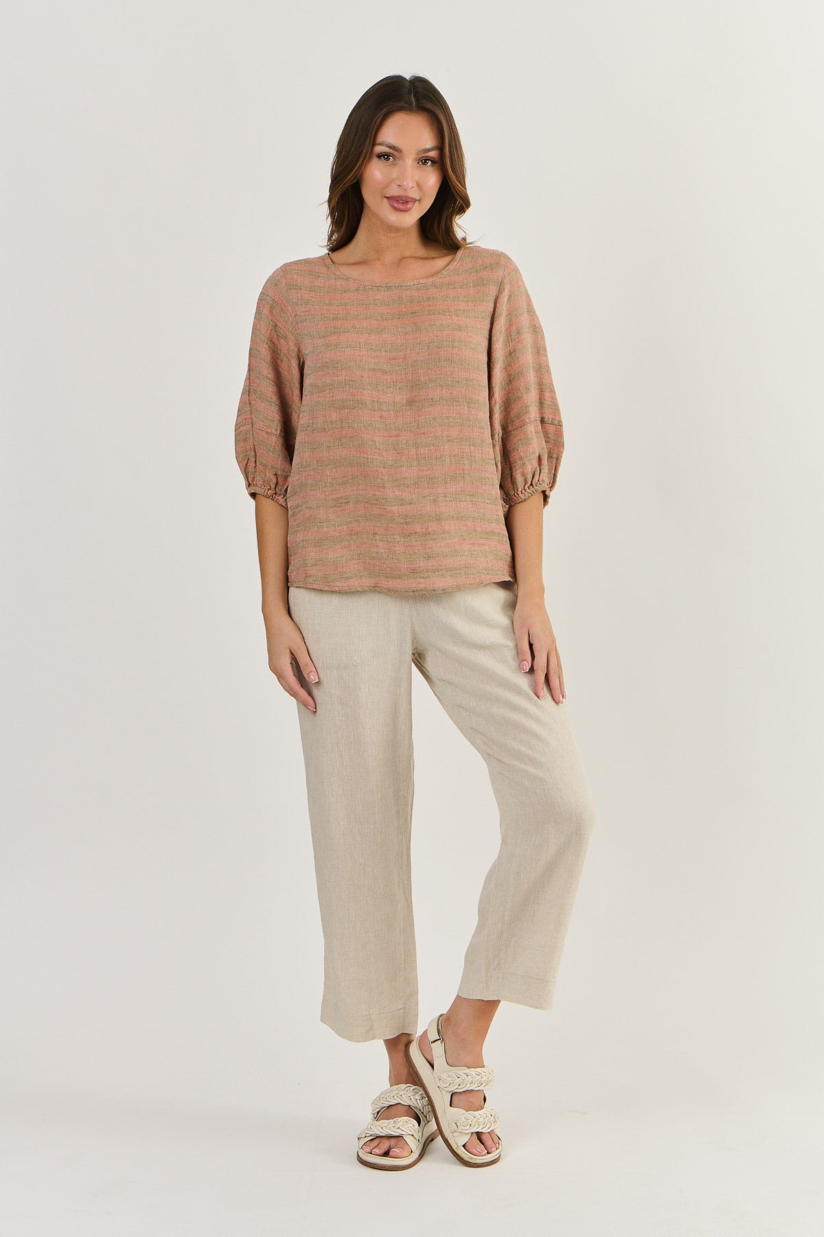 Linen top in Brick by Naturals by O&J. 