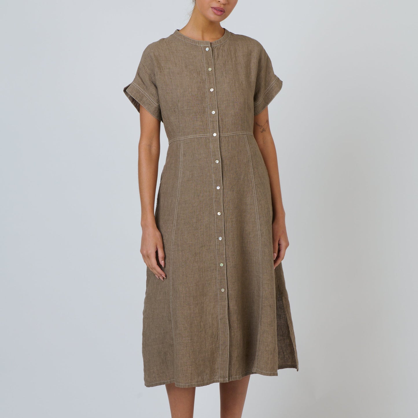 Naturals by O&J Falttering linen dress in natural linen