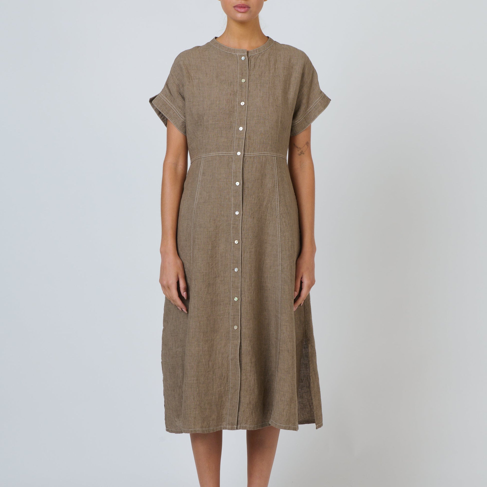Naturals by O&J shaped linen A-line dress