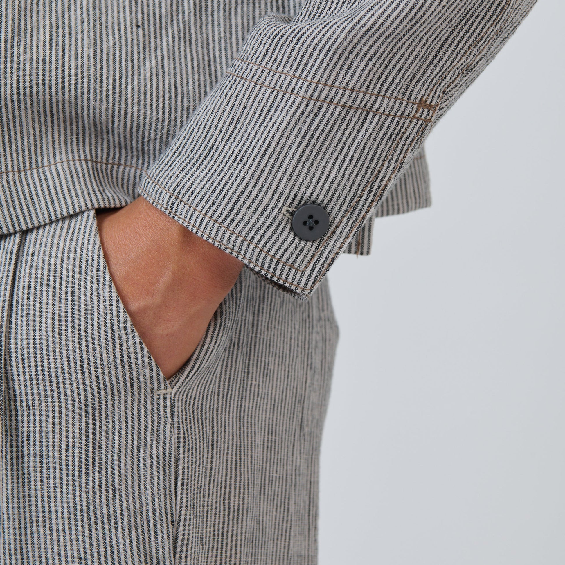 Naturals by O&J Linen jacket GA732 in a pin stripe Rue long sleeve