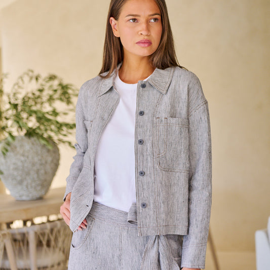 Naturals by O&J quality Linen jacket GA732 in a pin stripe Rue. Everyday wear