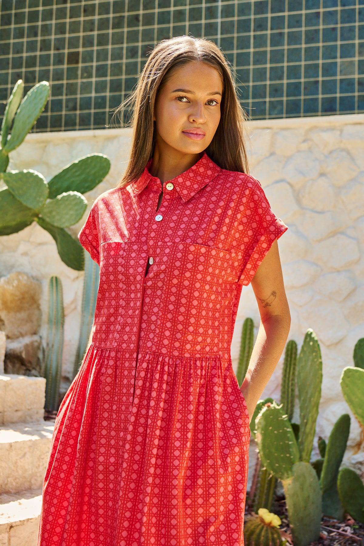 Naturals by O&J - Poplin Dress - Cannage