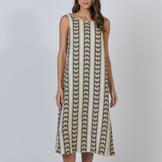 Naturals by O&J all natural fibres inen dress in chevron