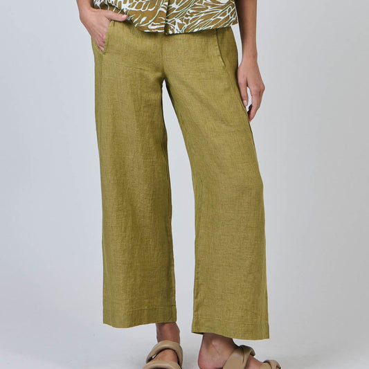 Naturals by O&J  - linen pants in chartreuse.
