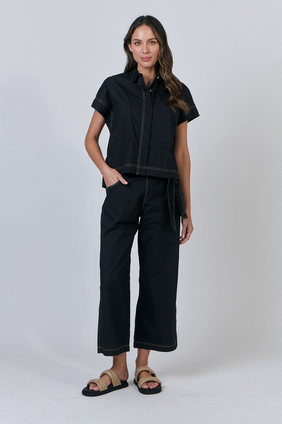 Naturals by &J. Poplin cotton in black.