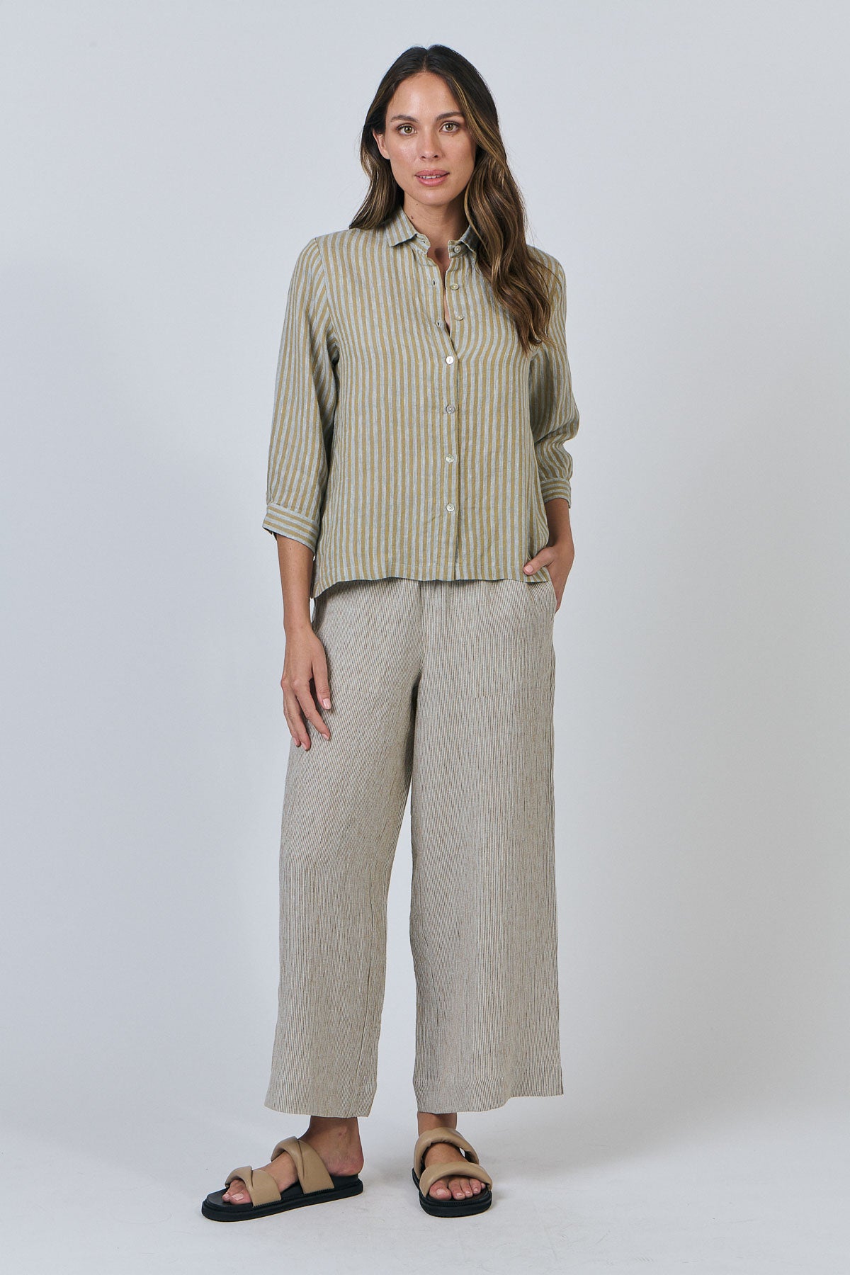 Natural Fibres. Naturals by O&J Linen shirt in Stripe. 