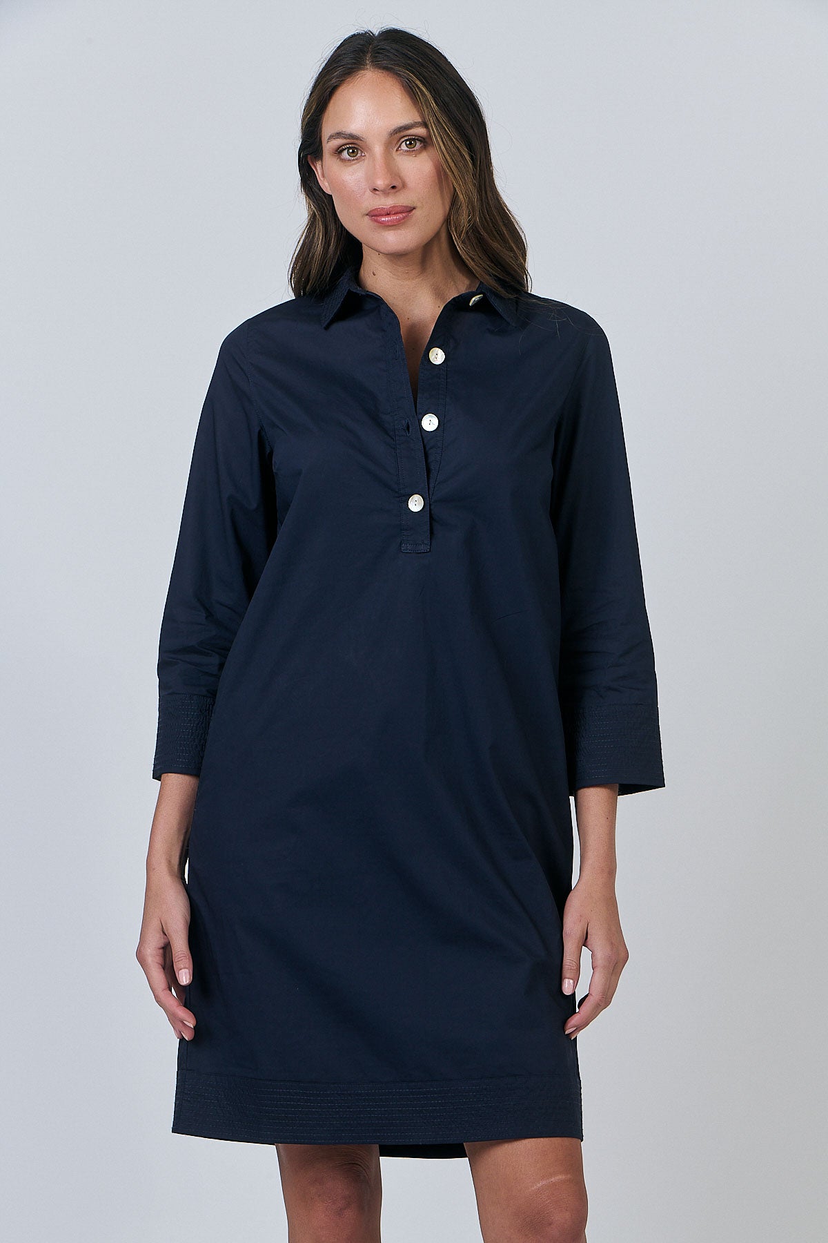 Naturals by O&J Navy ink dress in Poplin cotton.
