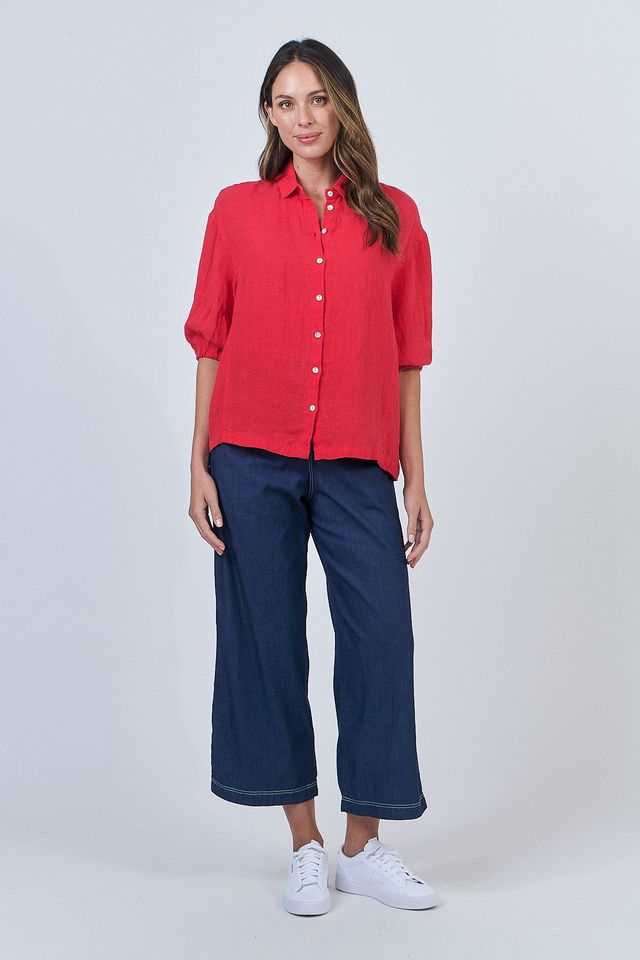 Naturals by O&J Red linen shirt. Natural Fibres.