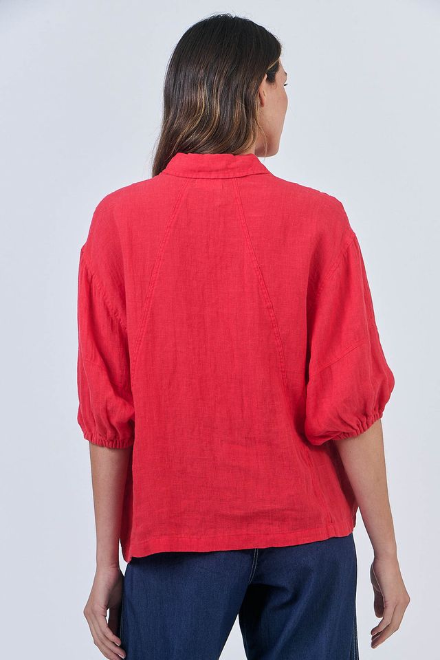 Naturals by O&J Red linen shirt. Natural Fibres.