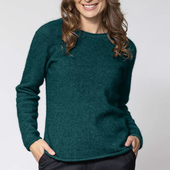 Noble Wilde Possum and Merino Knitwear. Women's jumper in green