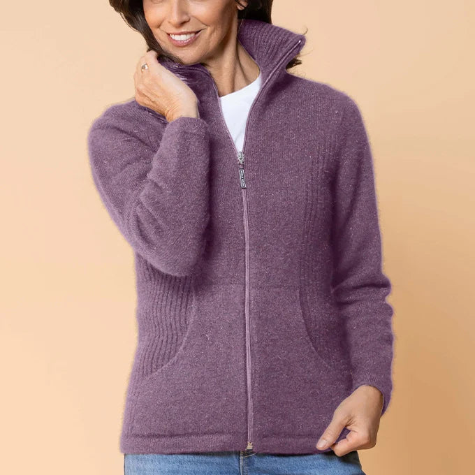 Possum zip market day Jacket from Noble Wile in Mauve