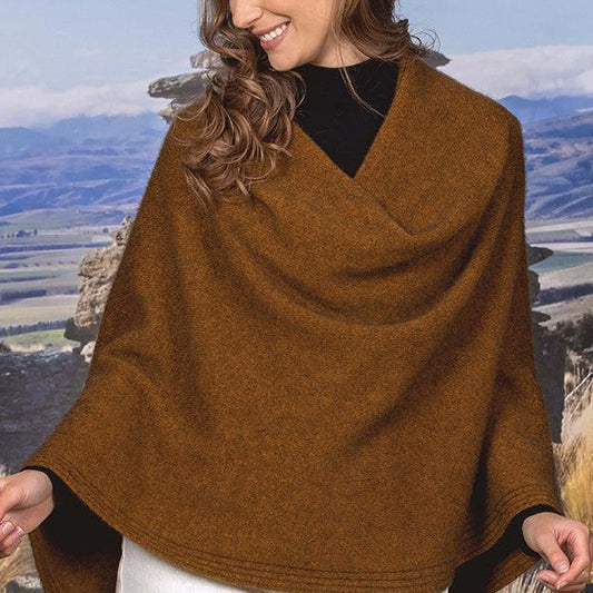 Possum and merino wool brown cape for women