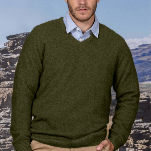 Men's possum and Merino Wool Sweater in Green