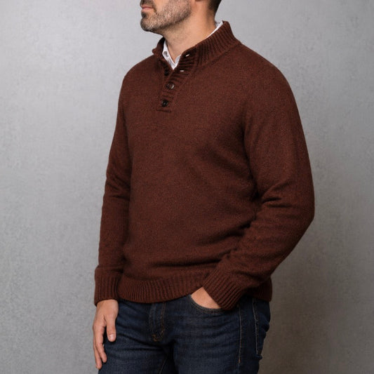 Men’s possum and merino wool jumper. Noble Wilde Vickers 11 in Rimu
