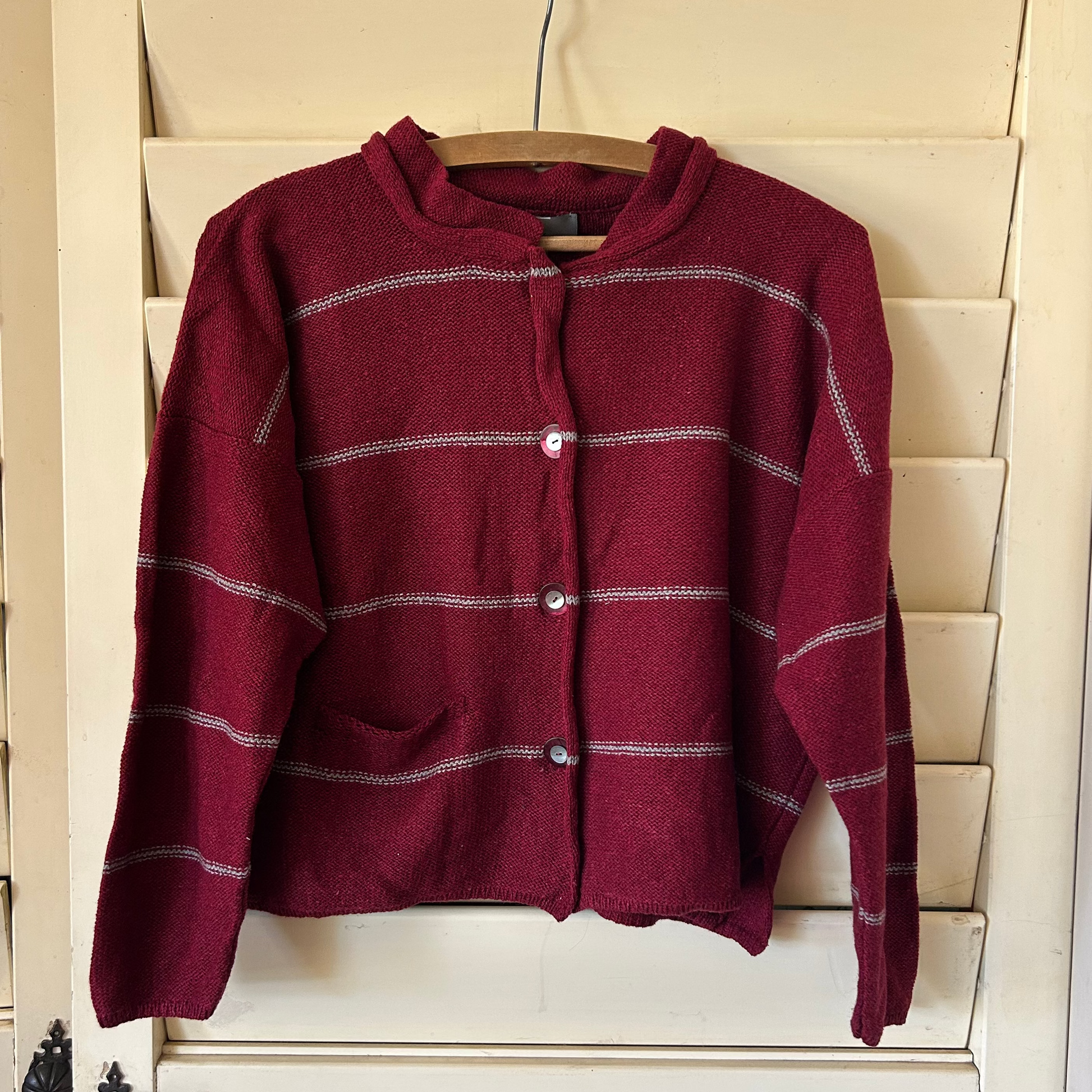 Orkney hand knit jacket in Burgundy.