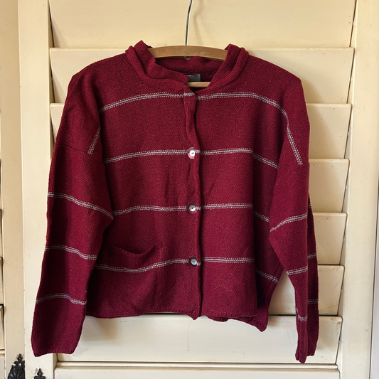 Orkney hand knit jacket in Burgundy.