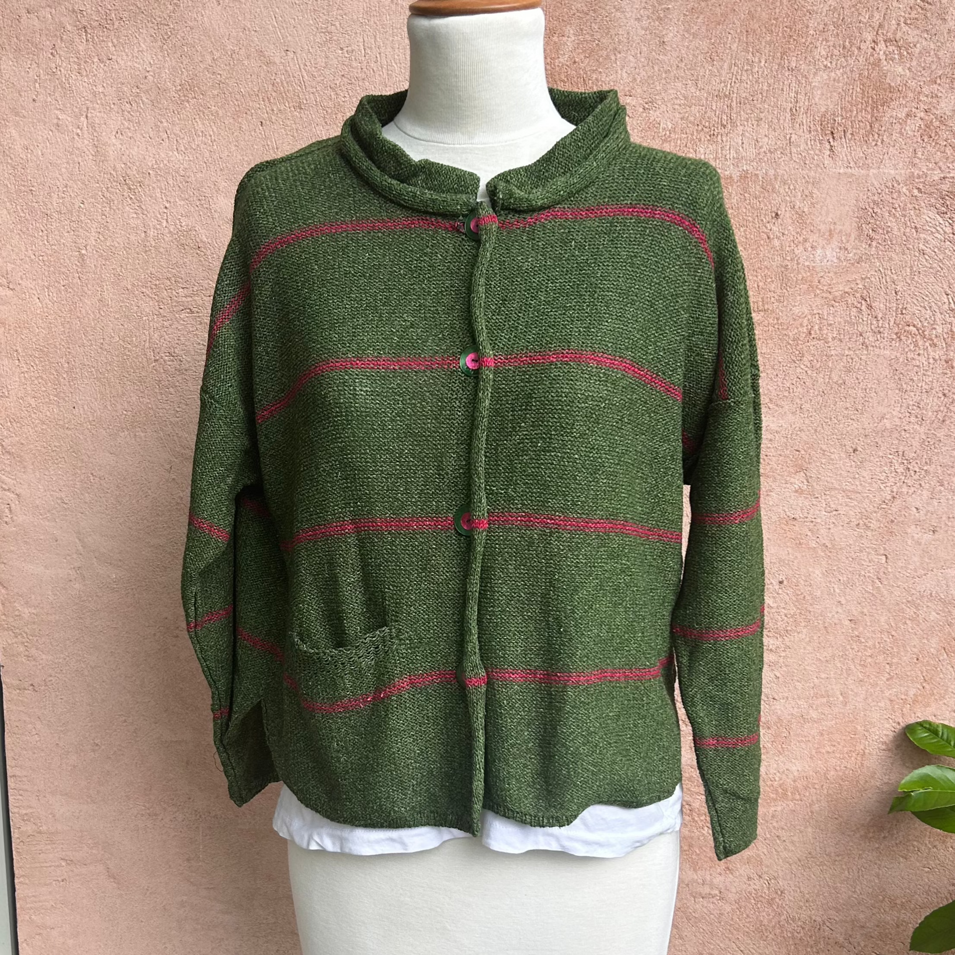 Quernstone Orkney Island Knitwear Green Cardigan.