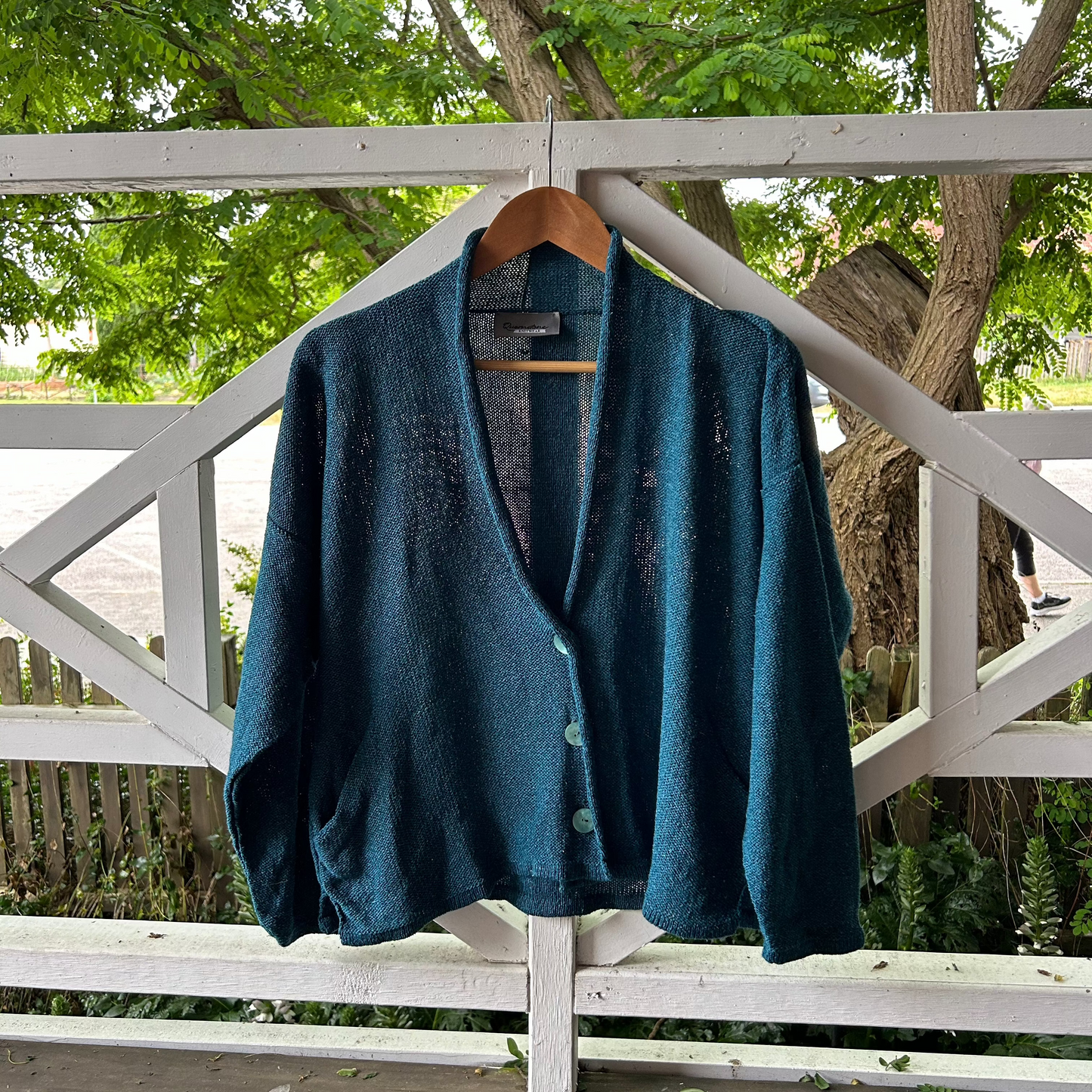 Quernstone knitwear - Norna Jacket in Teal.