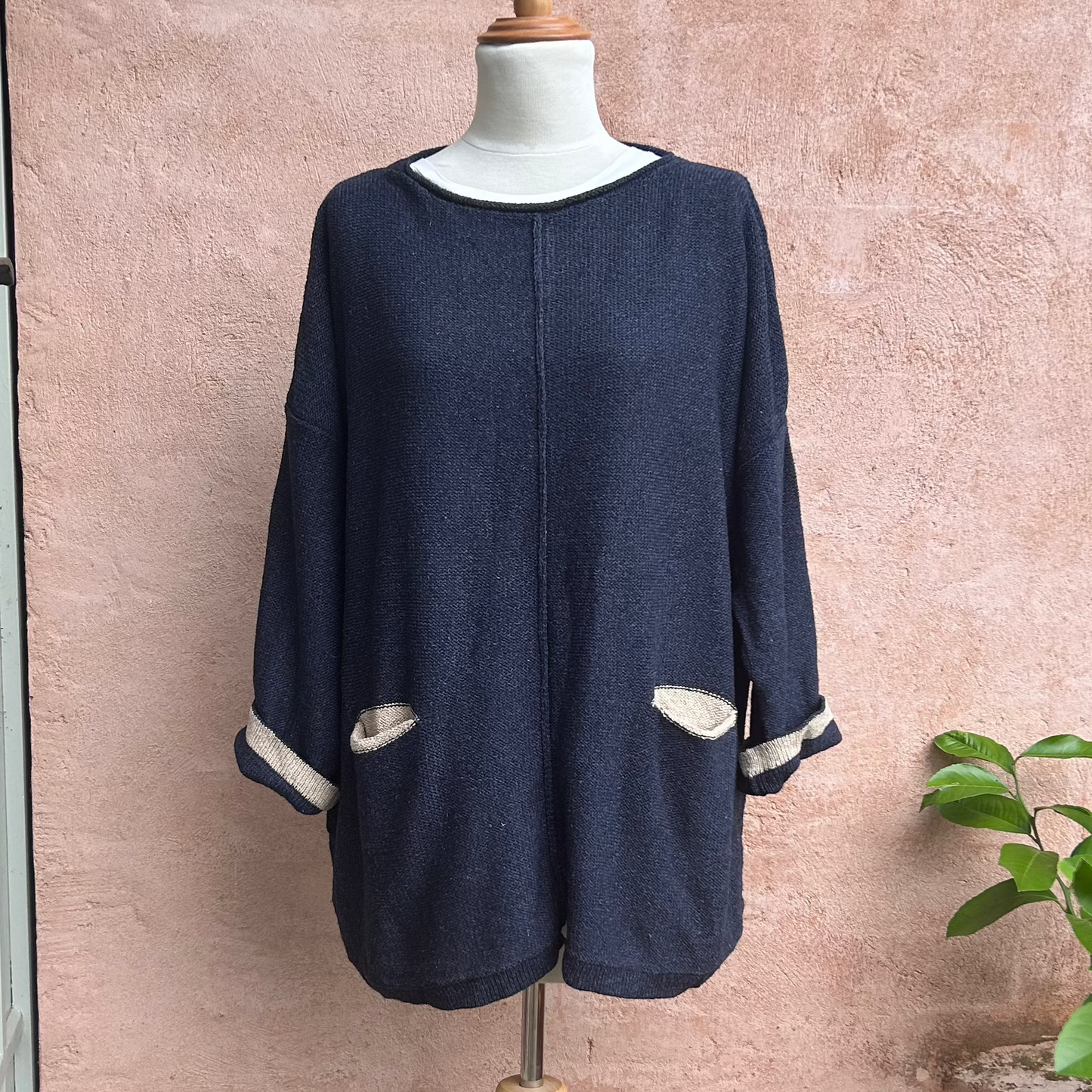 Quernstone Orkney Island Knitwear Navy Tunic