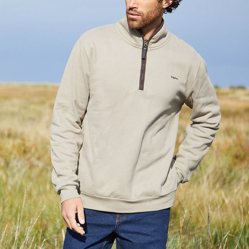 Men's quality 1/4 zip cotton jumper