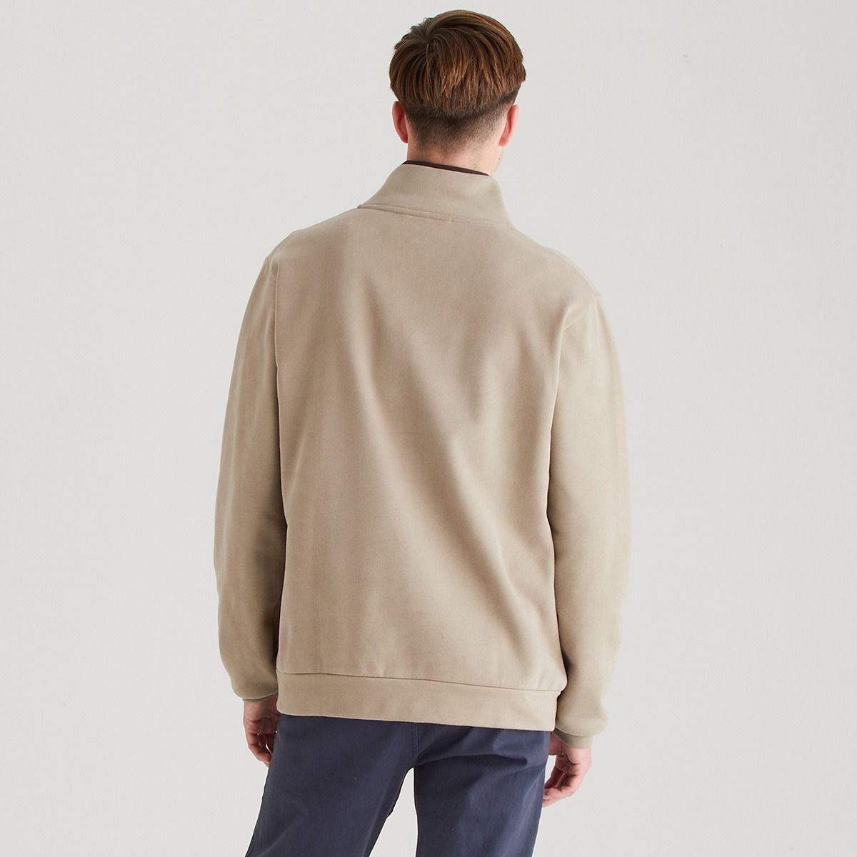 Men's 1/4 zip sloppy joe with stiff collar