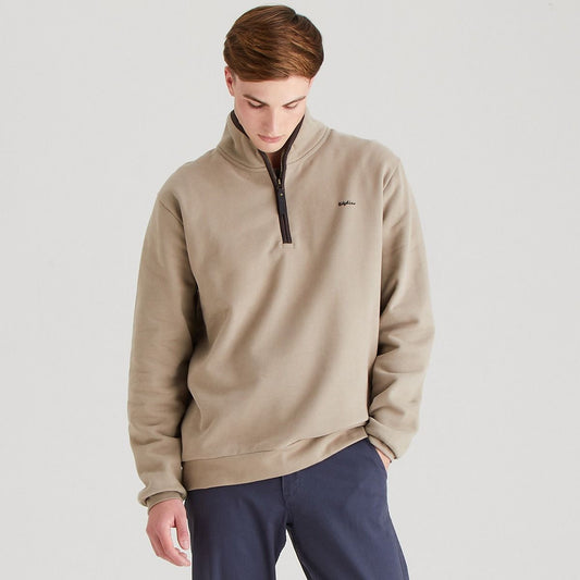 Men's cotton 1/4 zip sweatshirt in beige