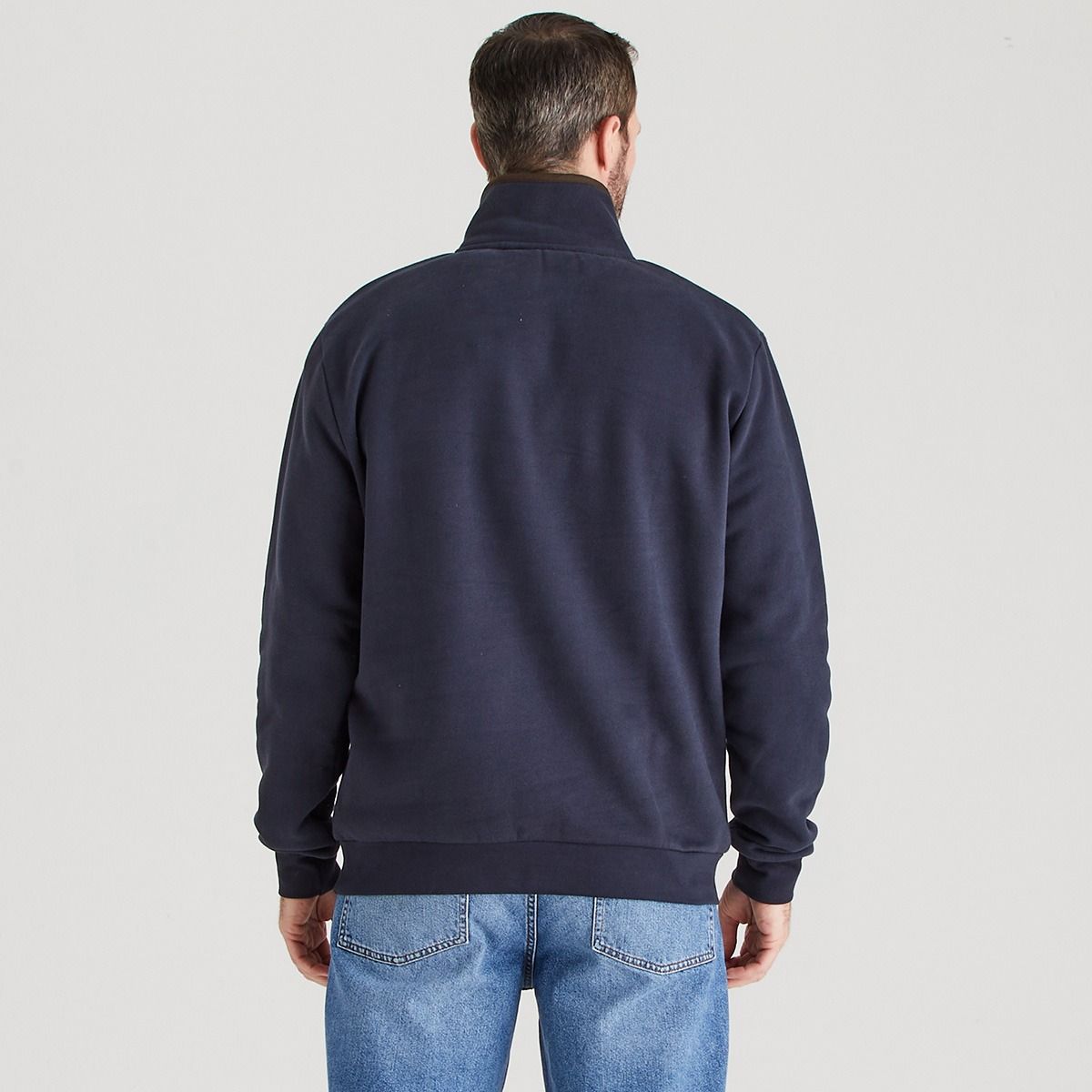 Men's cotton sweatshirt with 1/4 zip in navy