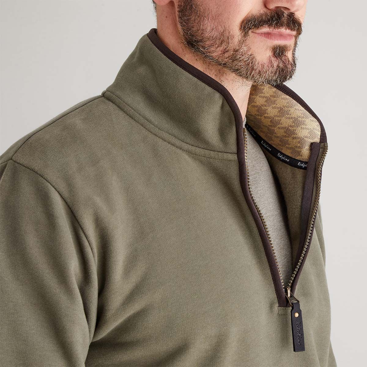 Men's all cotton 1/4 zip sweatshirt with collar