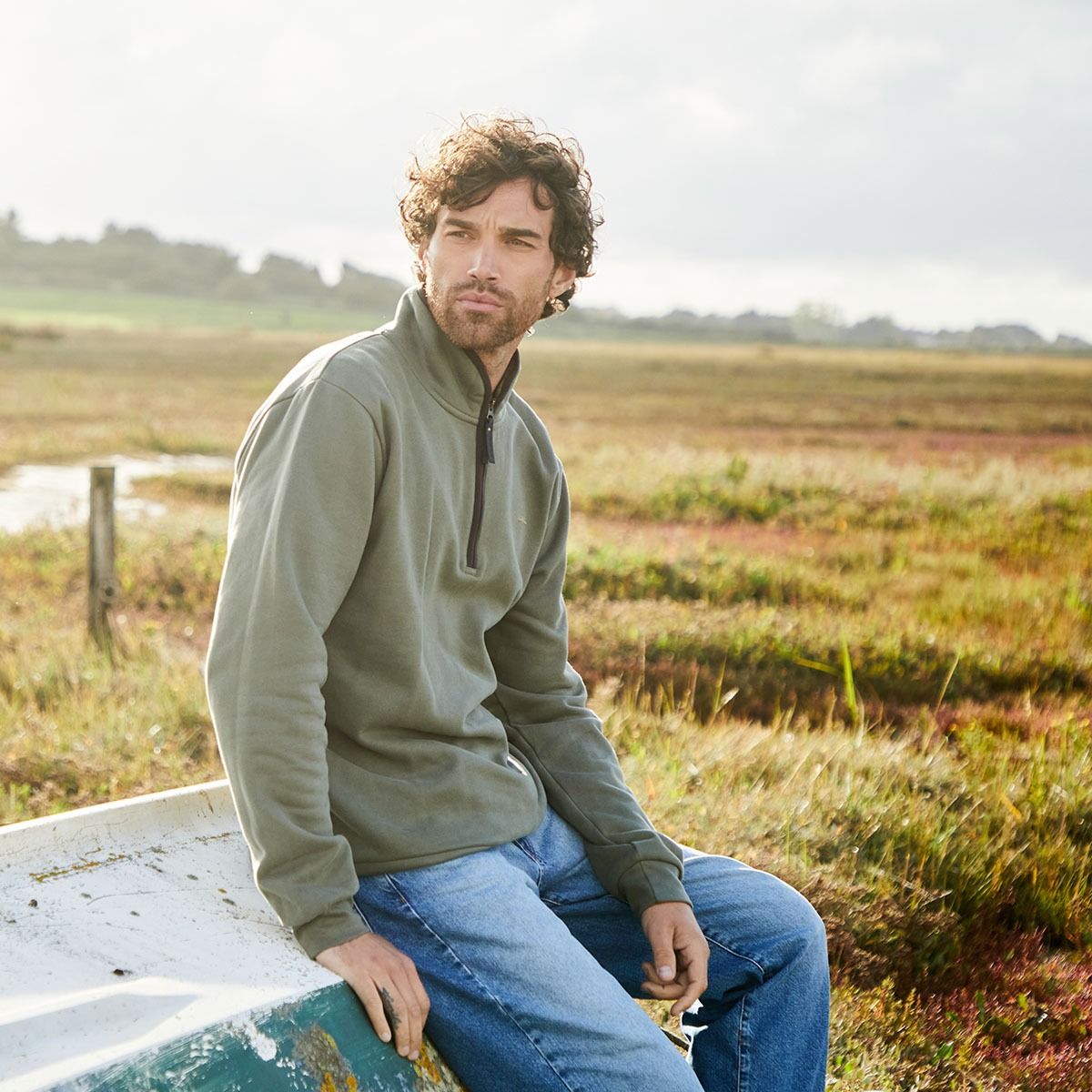 Men's quality 1/ zip cotton jumper from Ridgeline NZ