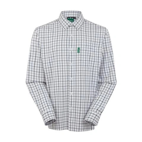 Mens quality checked navy shirt in 100% peached cotton.