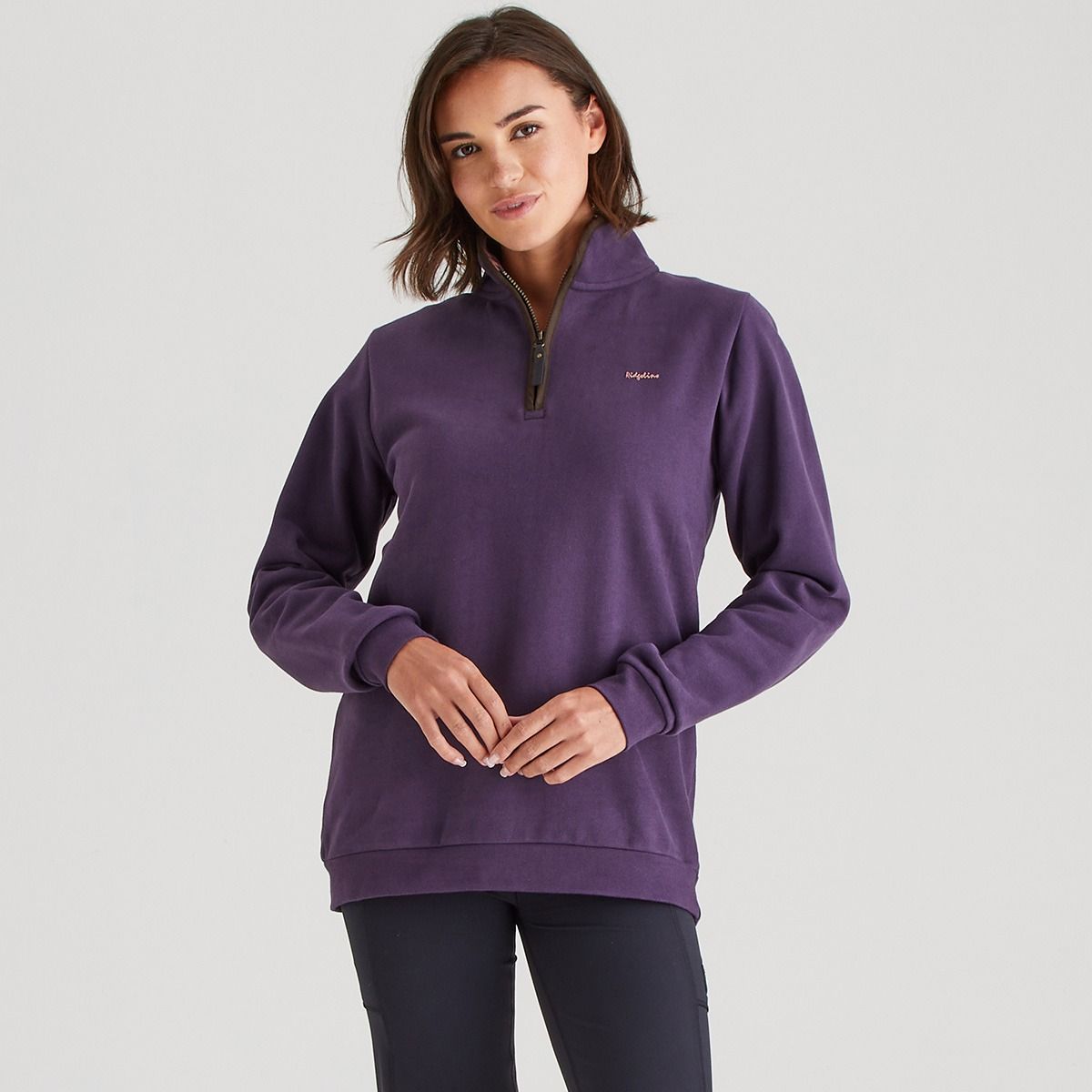100% cotton 1/4 zip sloppy joe forwomen