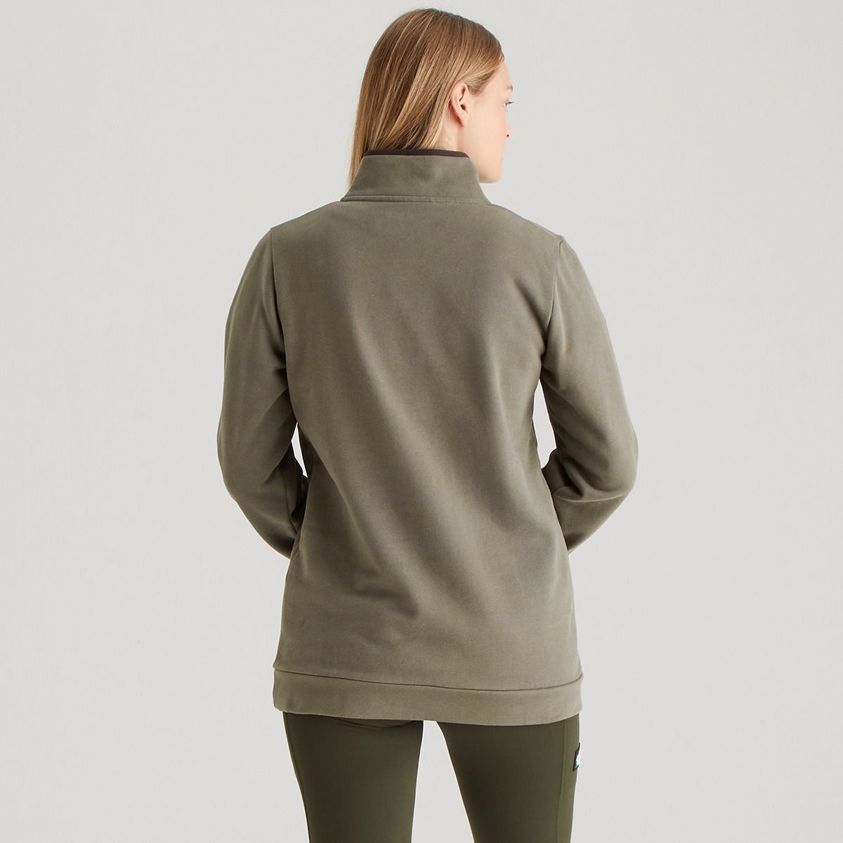 Women's 1/4 zip sweatshirt with trim and stiff collar