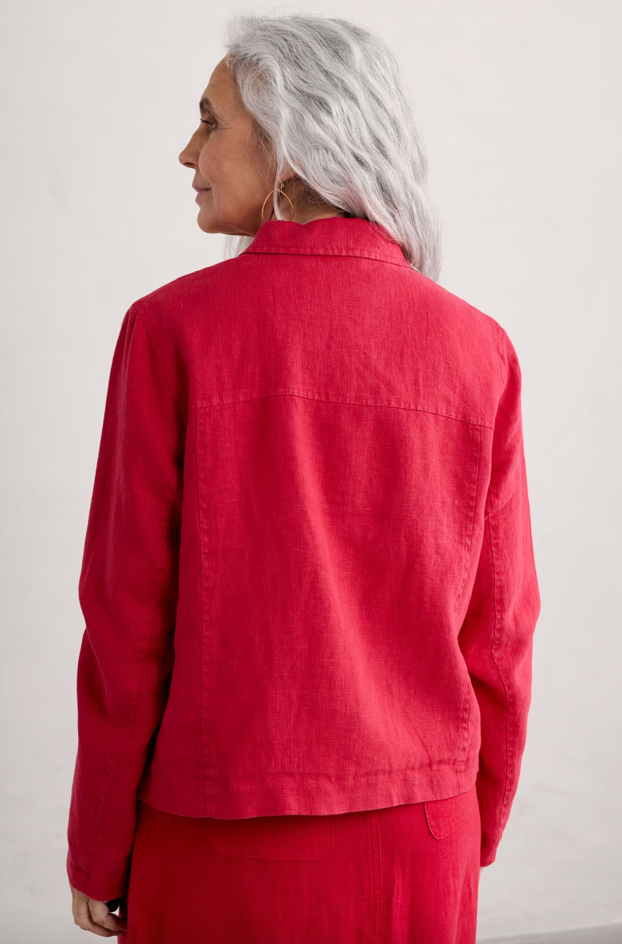 SEASALT's Arame Linen summer Jacket in Rudder, back view