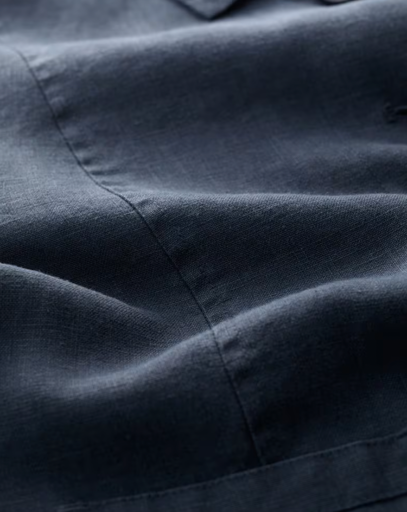 SEASALT's Arame Jacket in Maritime, linen close up