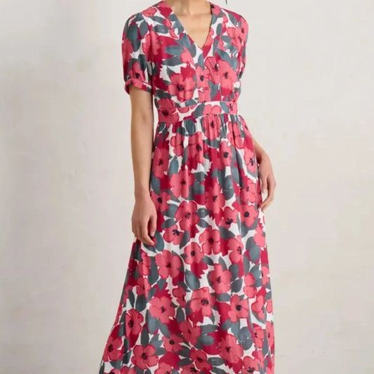 SEASALT Birch Leaf summer Dress in Coastal Bloom Chalk