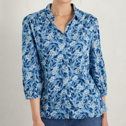 SEASALT's Embrace Shirt with 3/4 sleeves in Flower Meadow Blue Fog