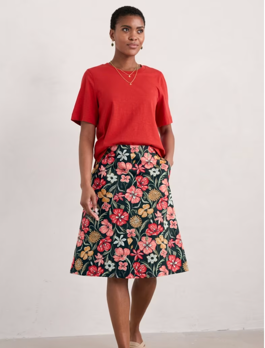 SEASALT's Paint Pot summer Skirt in Folky Poppy Inkwell