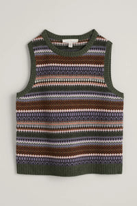 SEASALT's Percella Cove Vest in Weaving Needle Wisteria Mix, flat lay