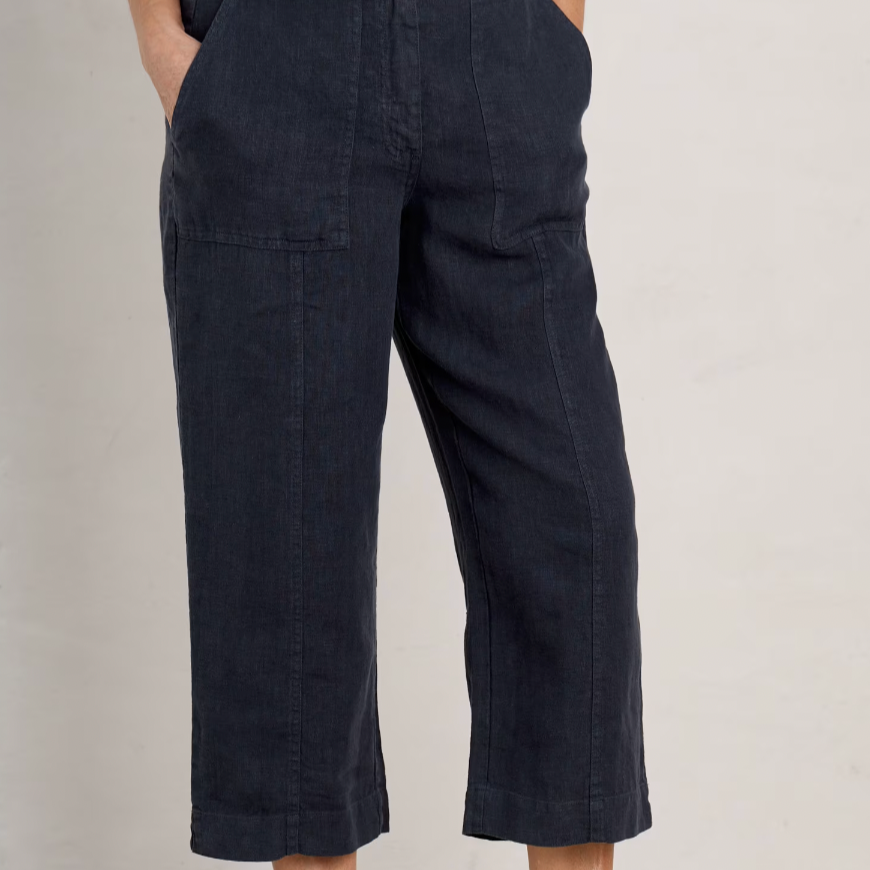 SEASALT's Poleacre Cropped Linen Trousers in Maritime