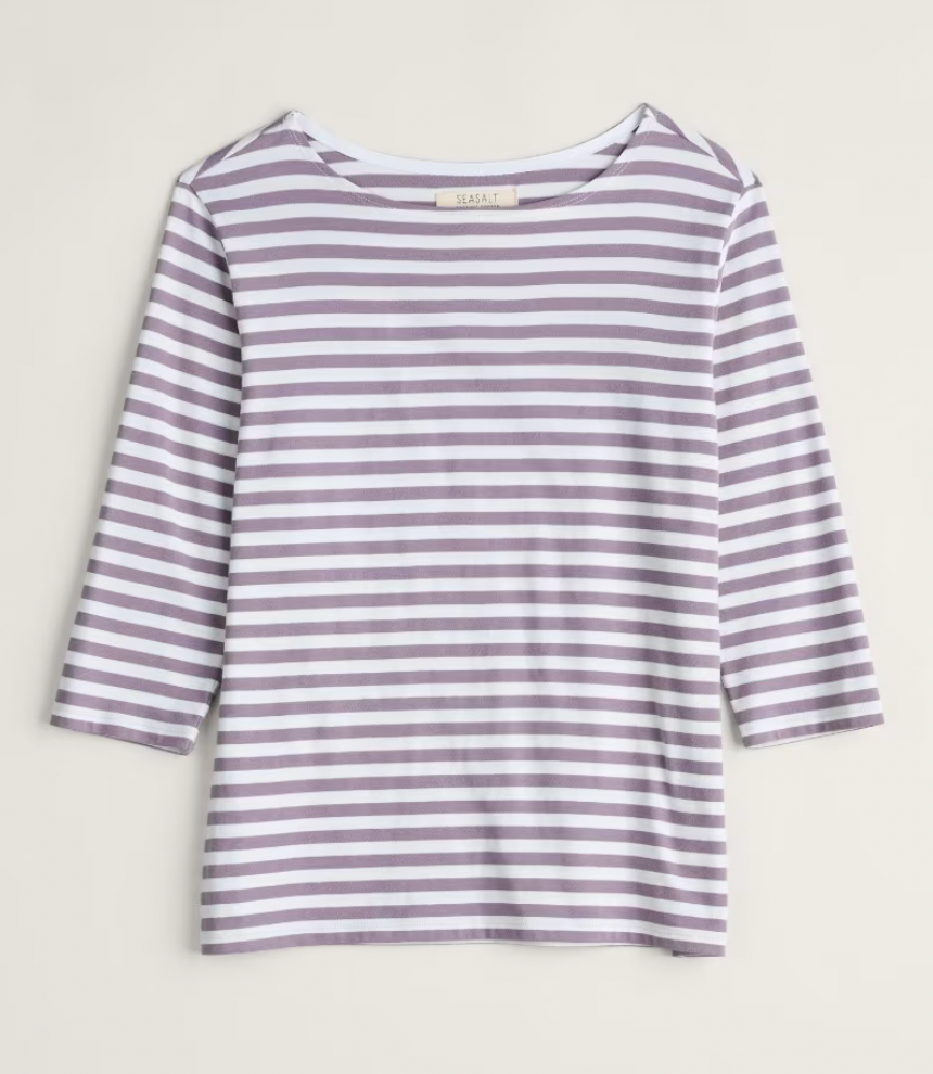 SEASALT's Sailor Top in Mini Cornish Grape Thistle, flat lay