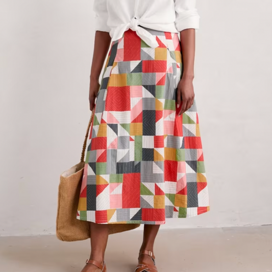 SEASALT's Swallow Hill Skirt in Quilt Abstract Mix