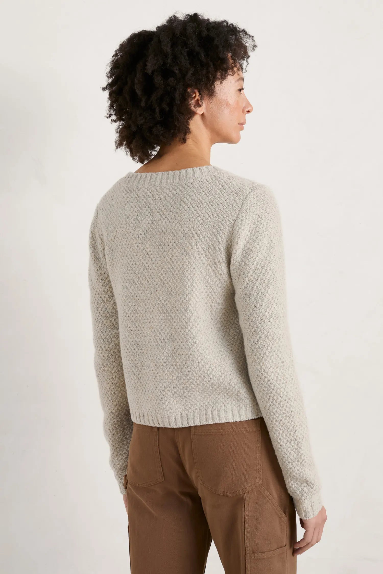 SEASALT's Tressa Cardigan in Aran, back view